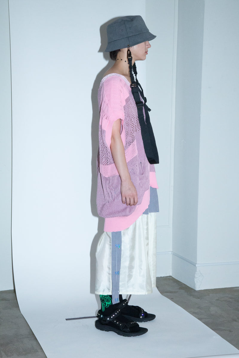 CUT JACQUARD GINGHAM LAYERED MINI