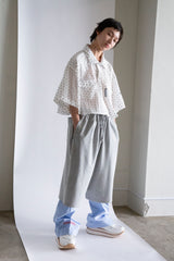 CUT JACQUARD GINGHAM FLARE SLACKS