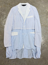【COMME des GARCONS HOMME PLUS】Archival 2014SS "COMME des GARCONS HOMME PLUS" Reconstructed Striped Docking Tailored Jacket / BLUE × WHITE (SIZE: XS)