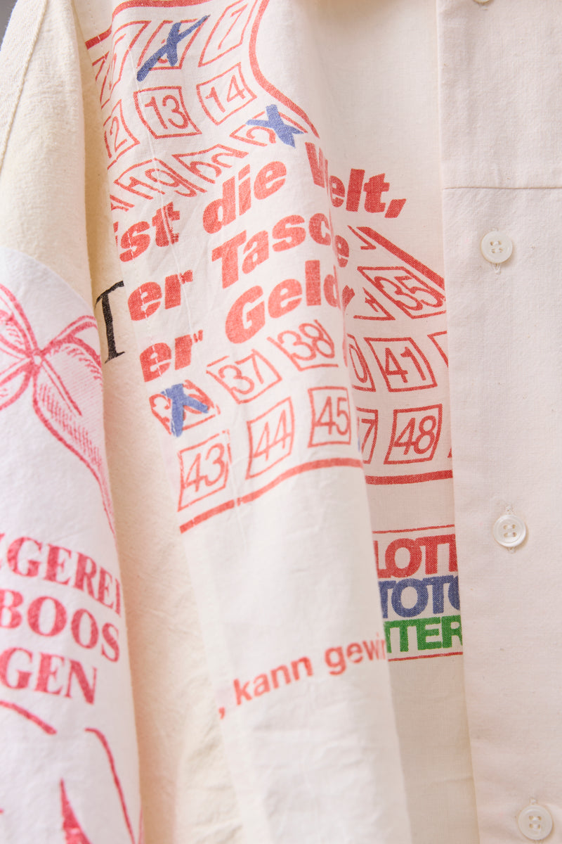 VINTAGE REUSABLE TOTE BAG REMODELED INTO A SHIRT