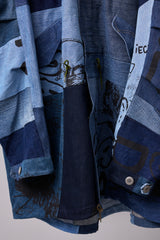 PATCHWORK MIL COAT MADE FROM RECONSTRUCTED VINTAGE DENIM