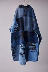 PATCHWORK MIL COAT MADE FROM RECONSTRUCTED VINTAGE DENIM