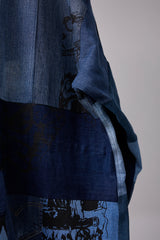 PATCHWORK MIL COAT MADE FROM RECONSTRUCTED VINTAGE DENIM