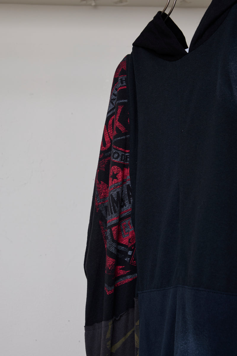 RECONSTRUCTED T-SHIRT HOODED DRESS