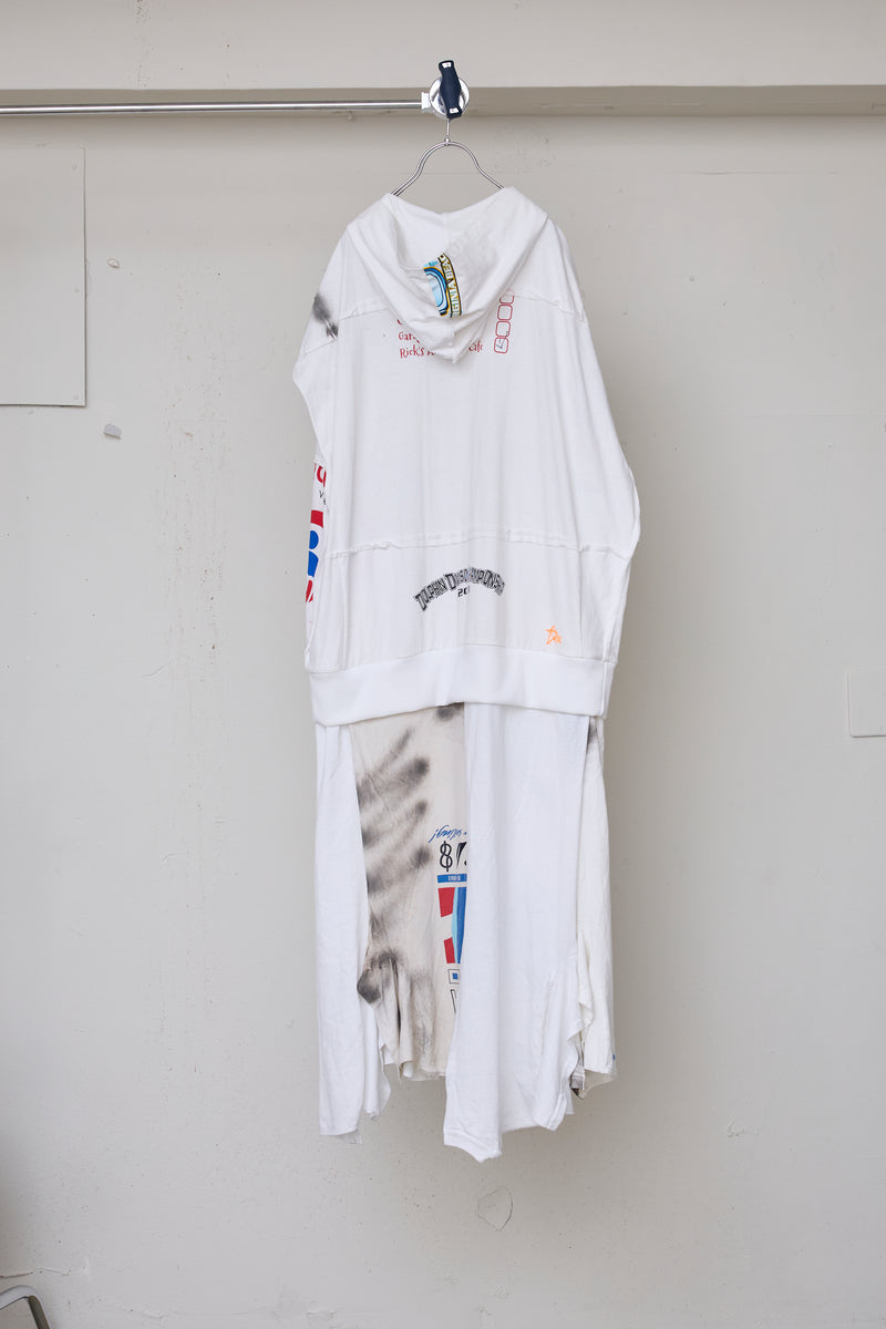 RECONSTRUCTED T-SHIRT HOODED DRESS