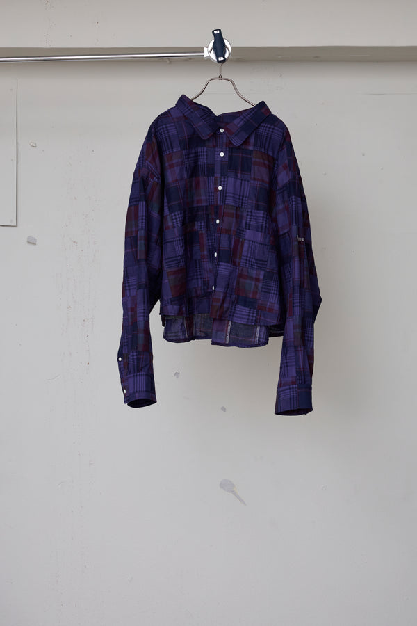 OVERDYED PATCHWORK PLAID LS SHIRT