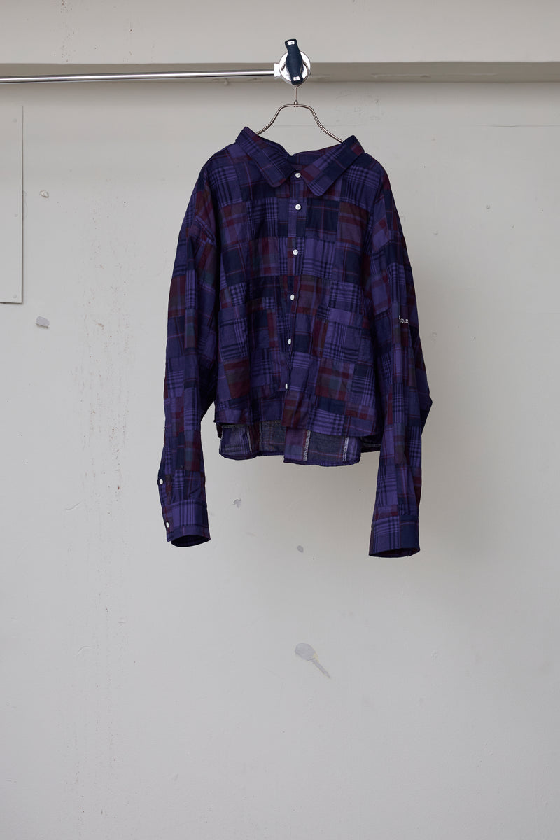 OVERDYED PATCHWORK PLAID LS SHIRT
