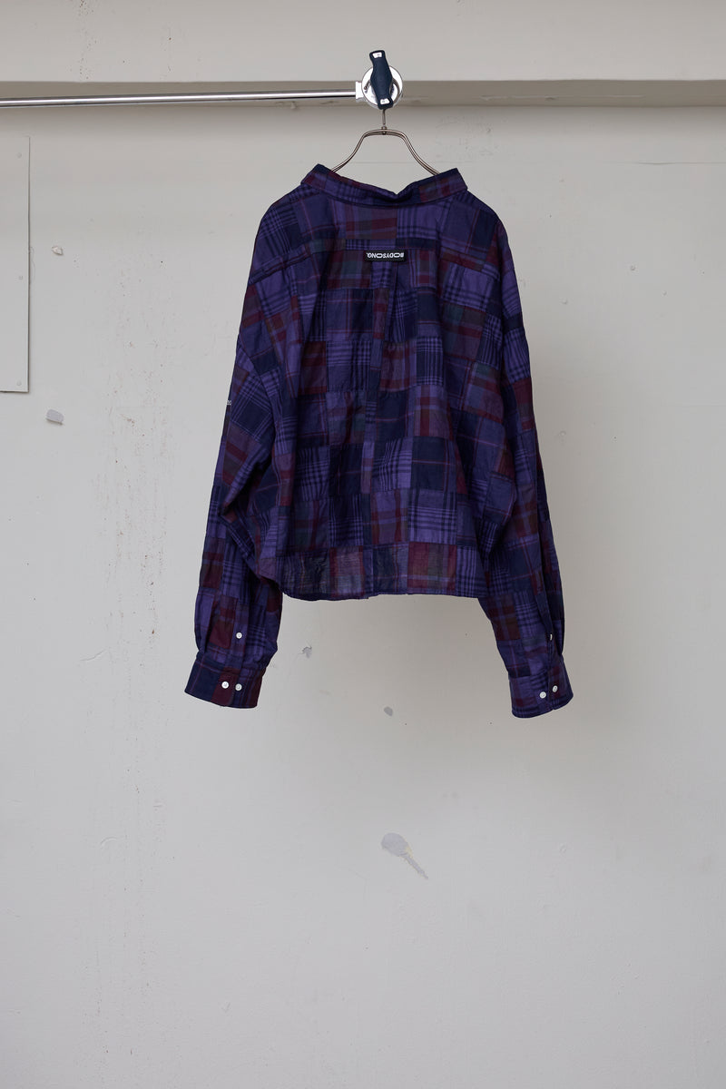 OVERDYED PATCHWORK PLAID LS SHIRT