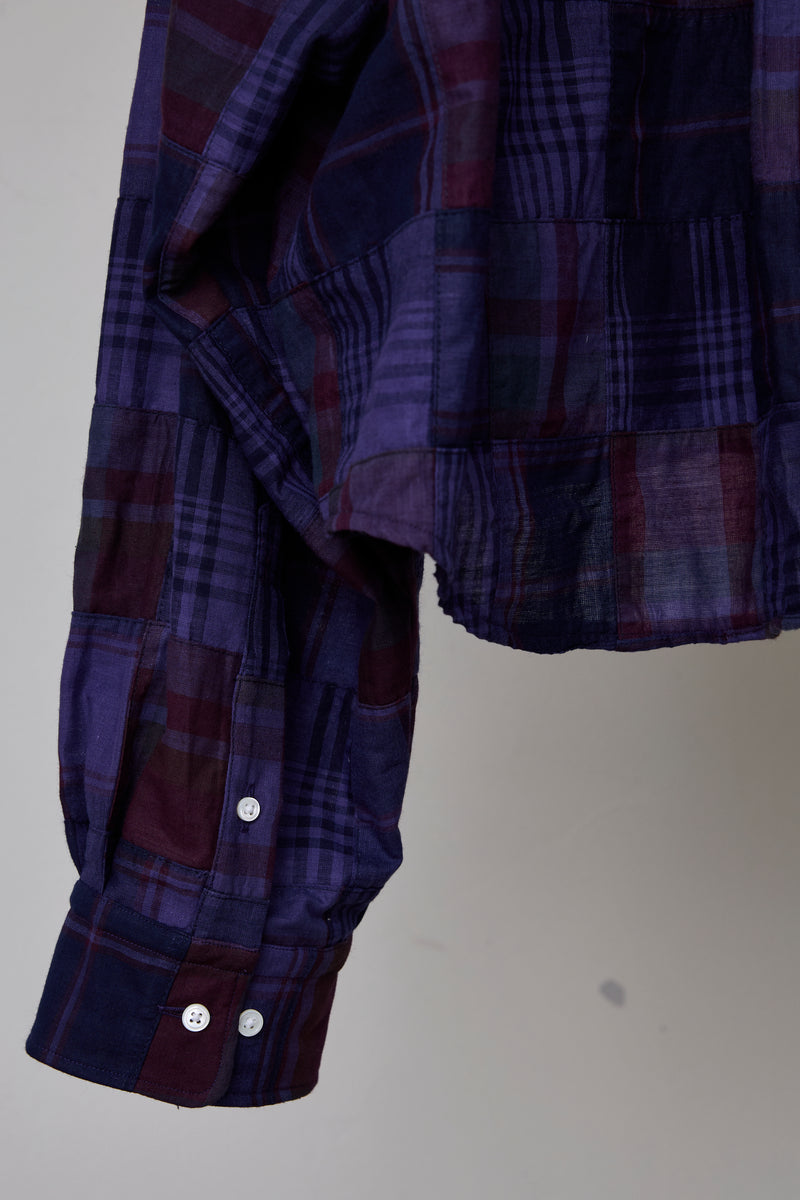 OVERDYED PATCHWORK PLAID LS SHIRT