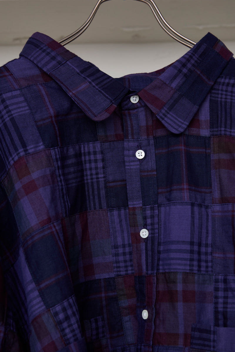 OVERDYED PATCHWORK PLAID LS SHIRT