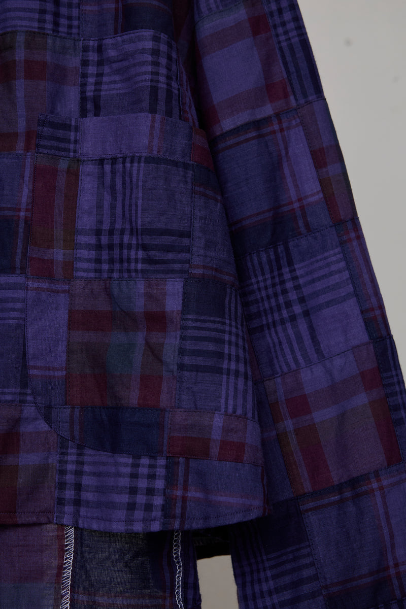 OVERDYED PATCHWORK PLAID LS SHIRT