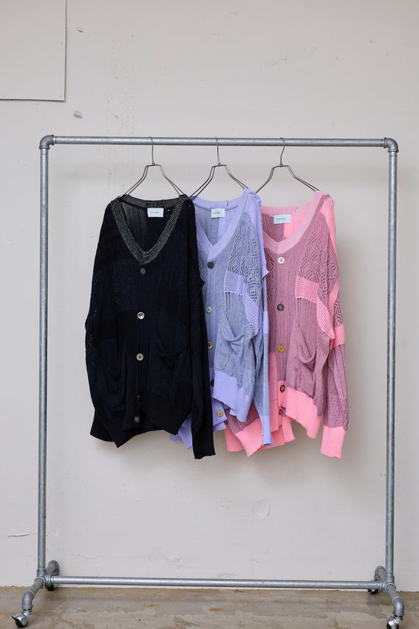 MIXED-KNIT CARDIGAN_REFLECTIVE RIB