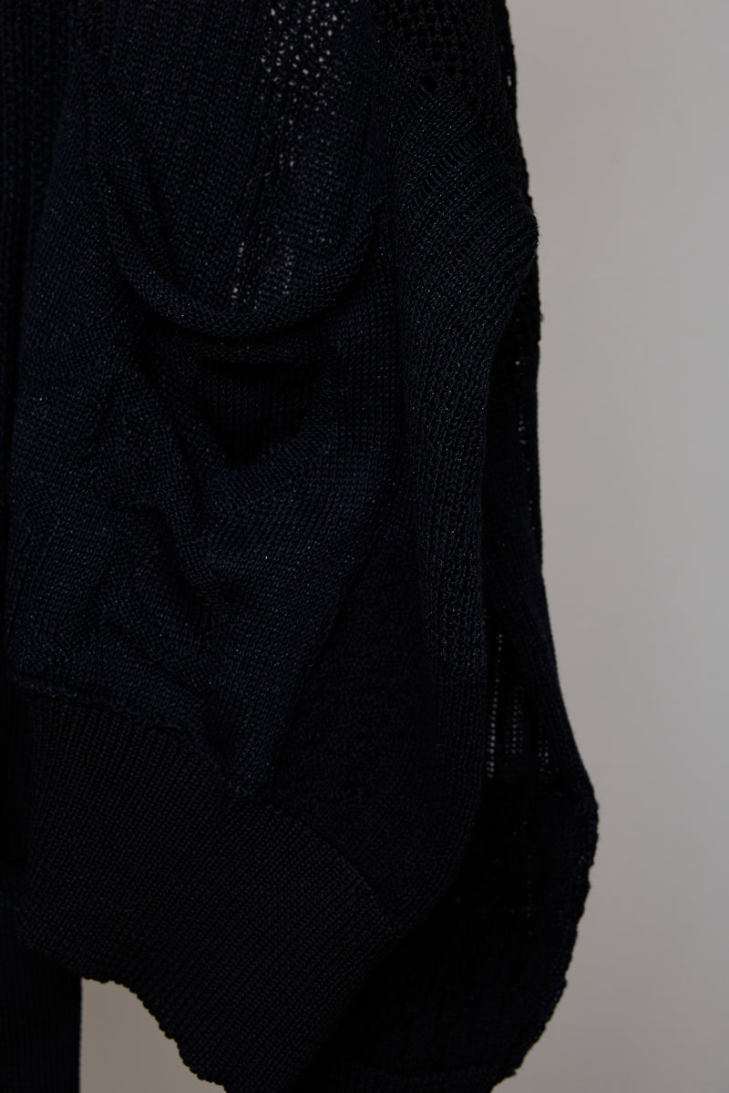 MIXED-KNIT CARDIGAN_REFLECTIVE RIB