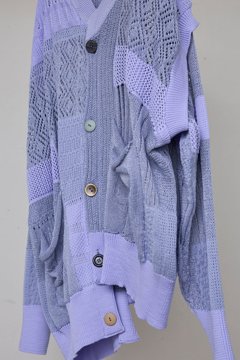 MIXED-KNIT CARDIGAN_REFLECTIVE RIB