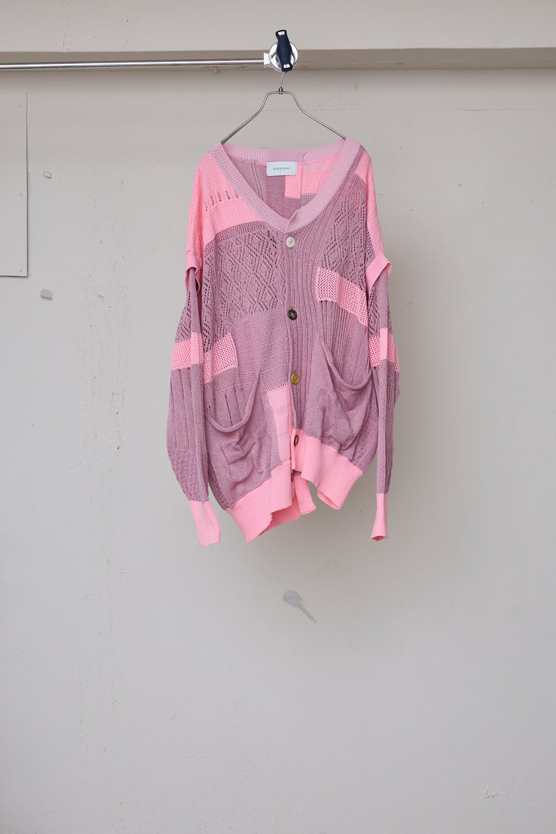 MIXED-KNIT CARDIGAN_REFLECTIVE RIB