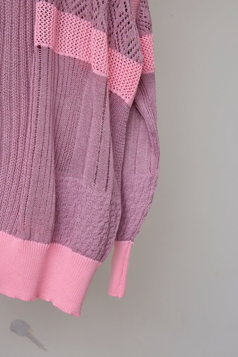 MIXED-KNIT CARDIGAN_REFLECTIVE RIB