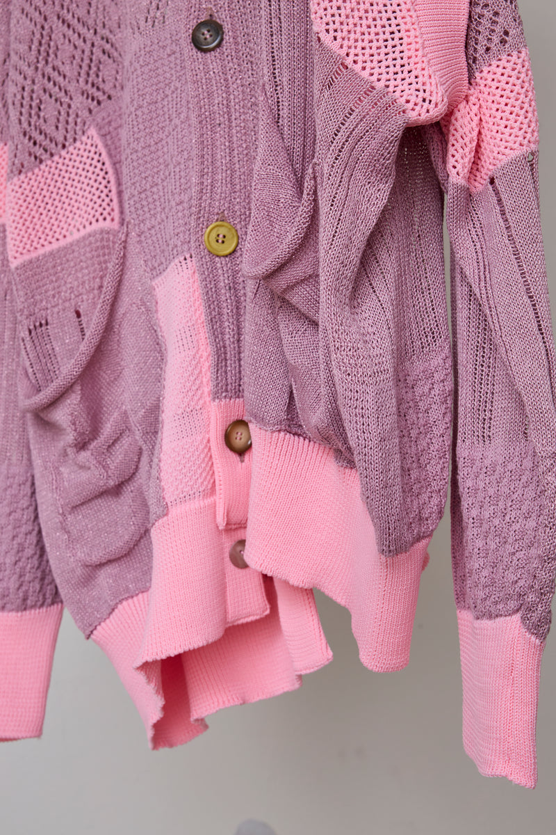 MIXED-KNIT CARDIGAN_REFLECTIVE RIB
