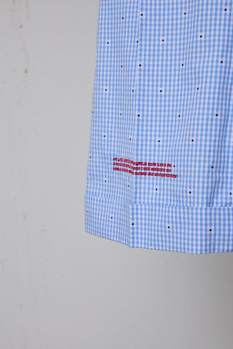 CUT JACQUARD GINGHAM FLARE SLACKS