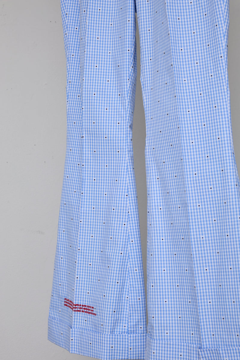 CUT JACQUARD GINGHAM FLARE SLACKS