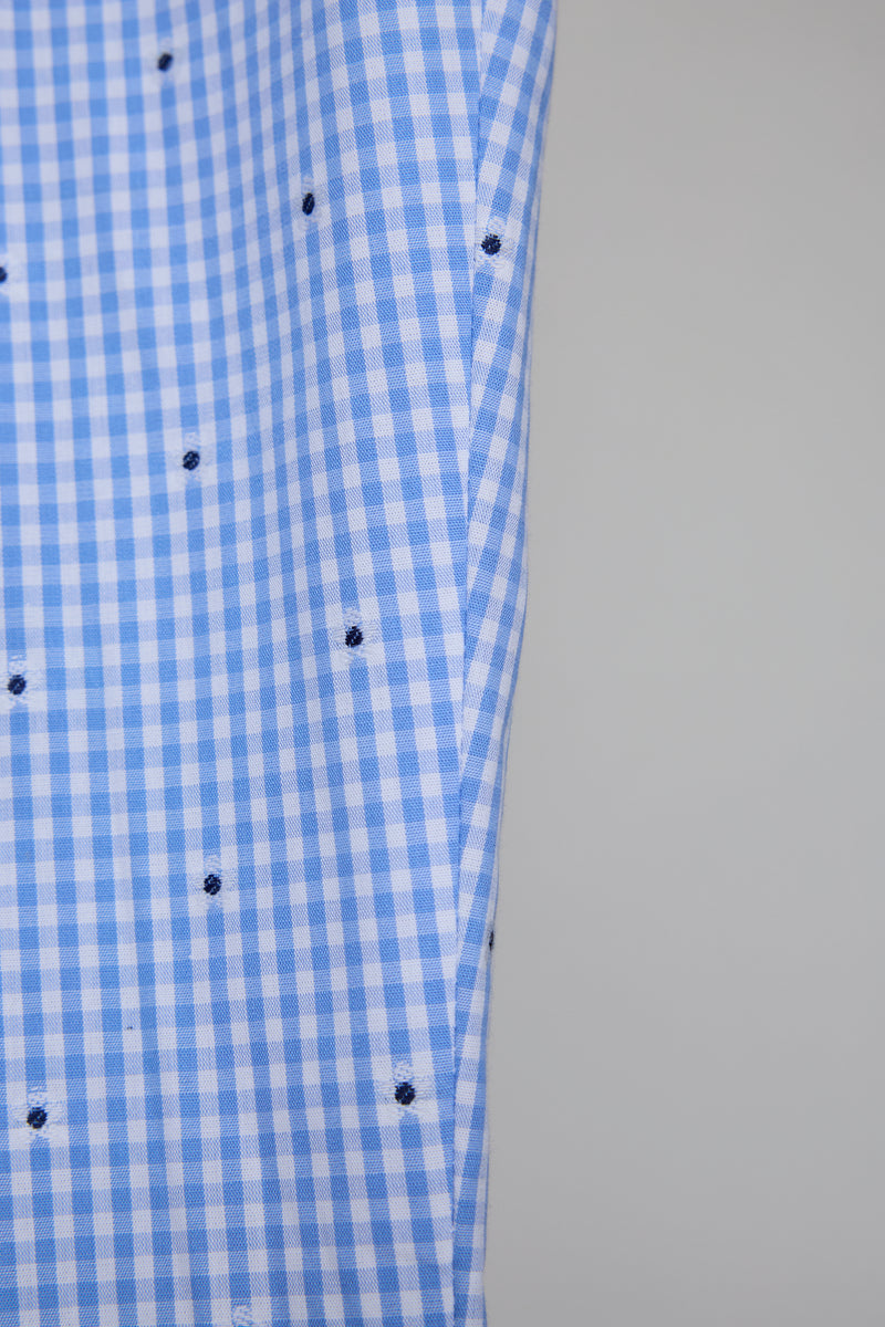 CUT JACQUARD GINGHAM FLARE SLACKS