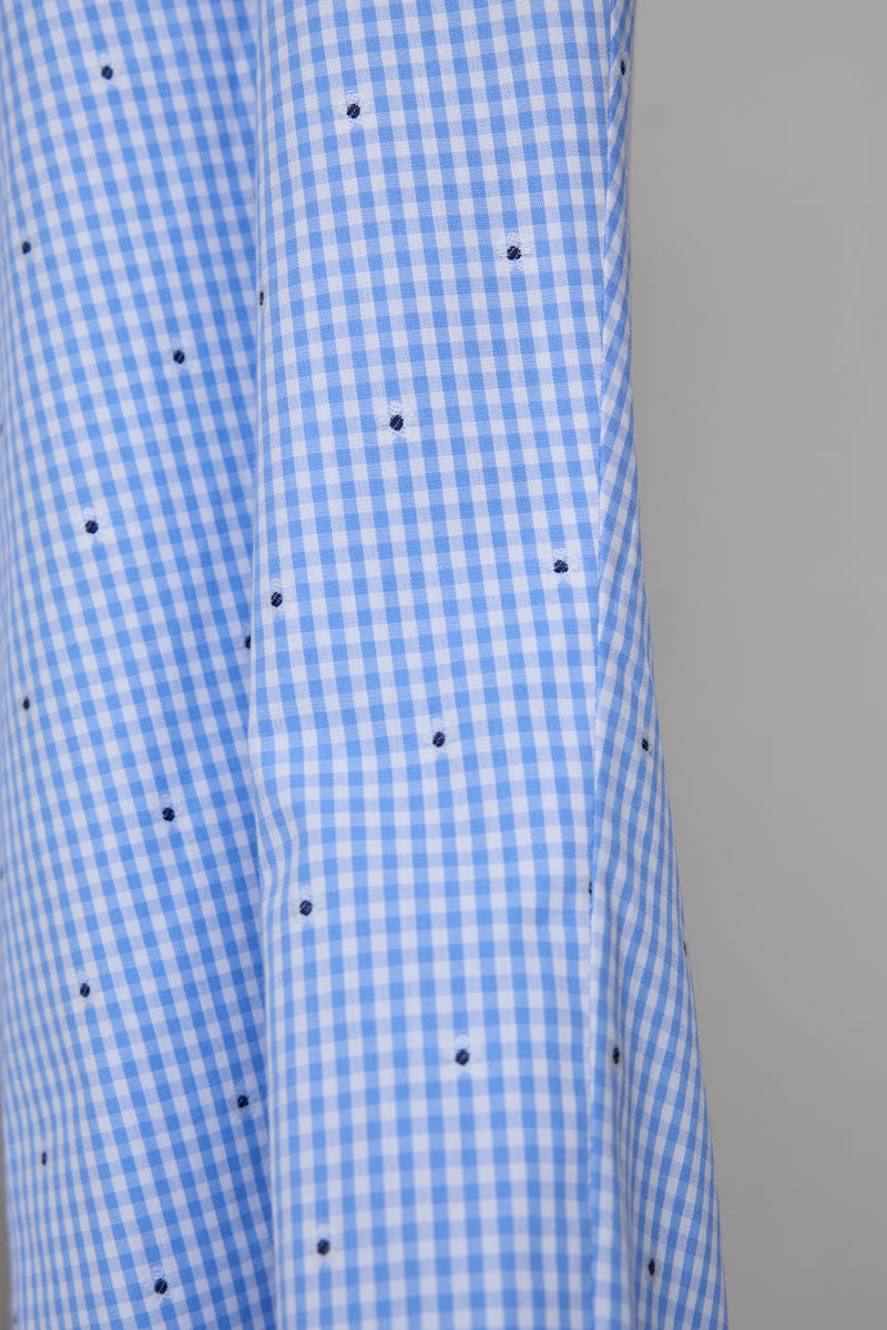 CUT JACQUARD GINGHAM MOST WIDE SLACKS