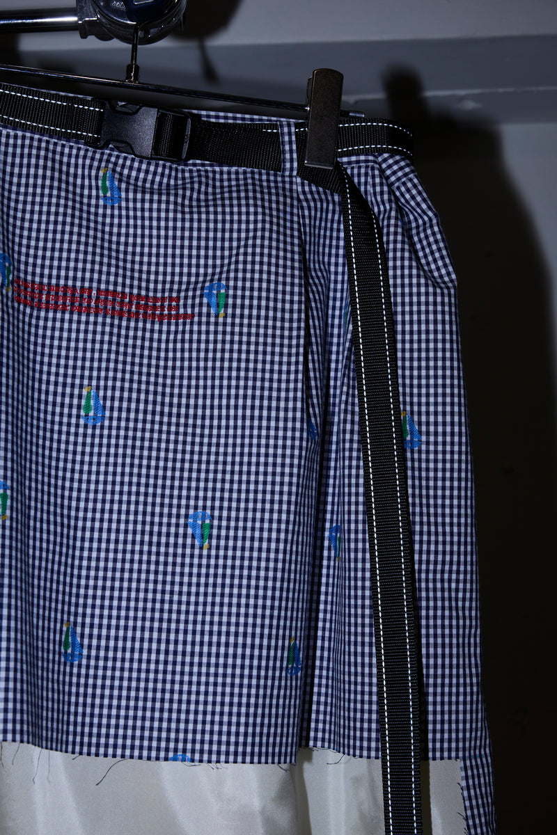 CUT JACQUARD GINGHAM LAYERED MINI