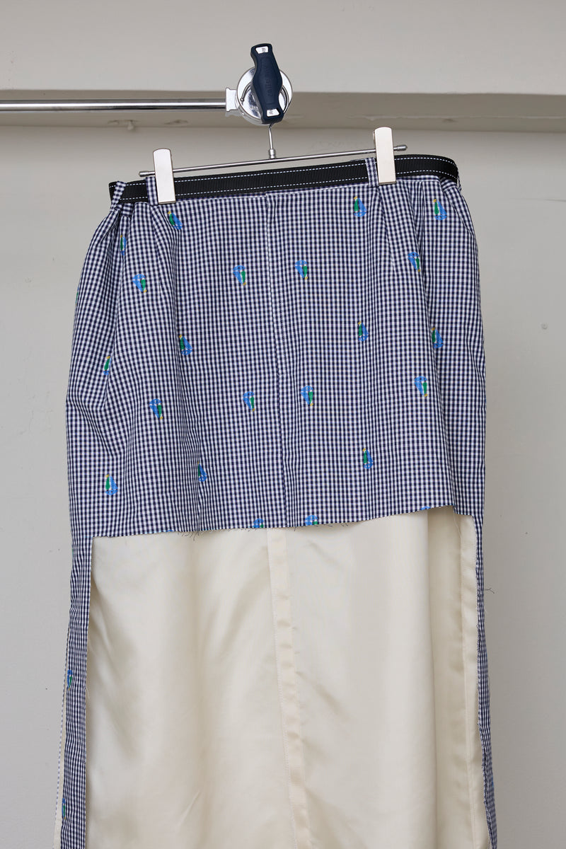 CUT JACQUARD GINGHAM LAYERED MINI