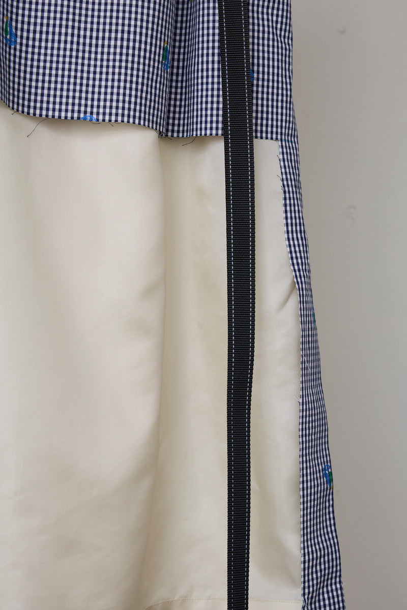 CUT JACQUARD GINGHAM LAYERED MINI