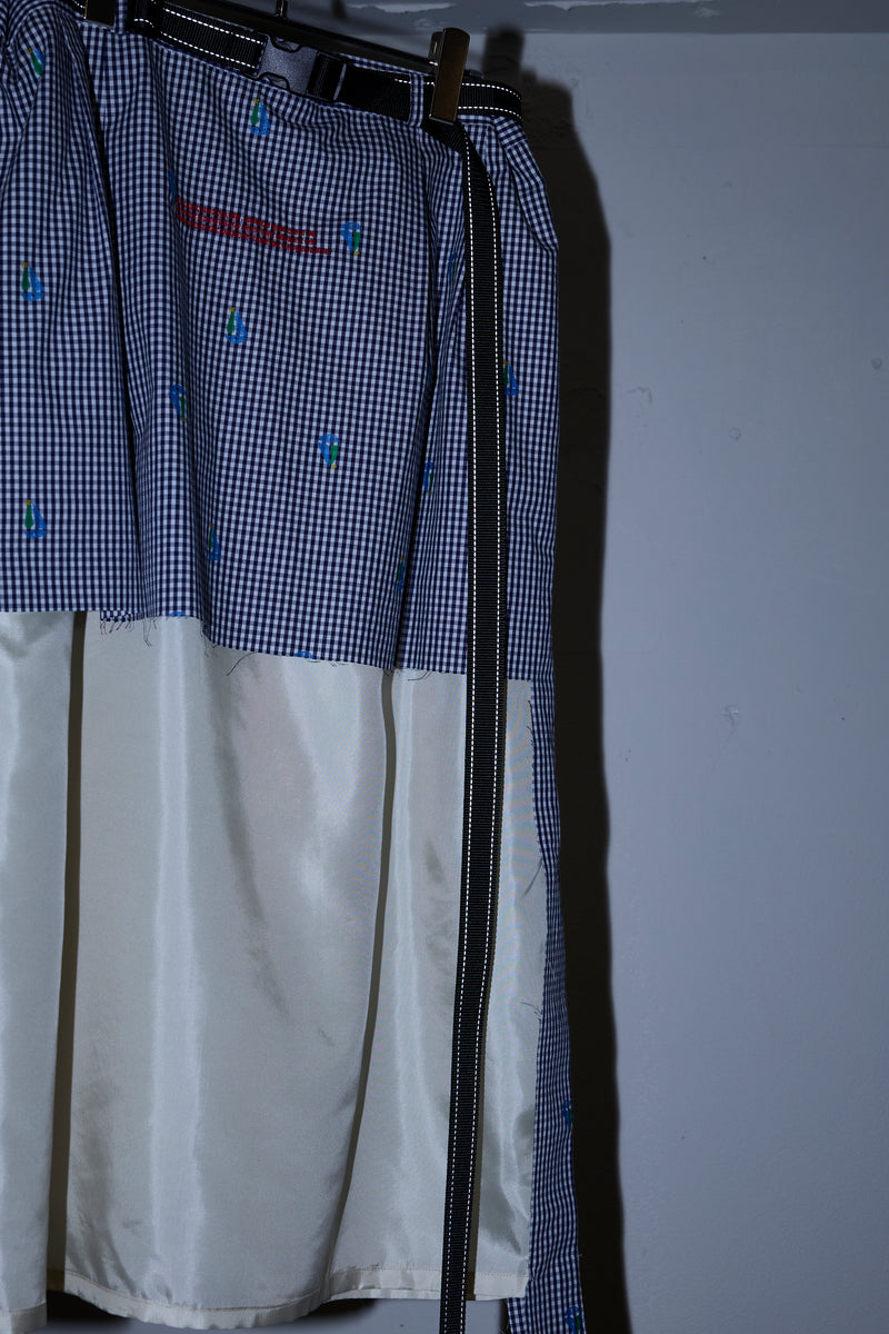 CUT JACQUARD GINGHAM LAYERED MINI