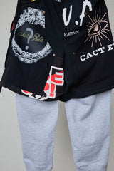 GRAPHIC CHAOS RECONSTRUCTED SWEAT-DOCKING PANTS