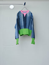 RECYCLED DENIM MULTI-RIB TOP