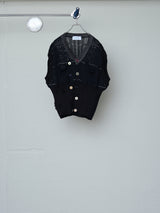 FLORAL OPEN-WORK SLEEVELESS CARDIGAN