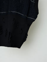 FLORAL OPEN-WORK SLEEVELESS CARDIGAN