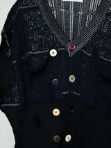 FLORAL OPEN-WORK SLEEVELESS CARDIGAN