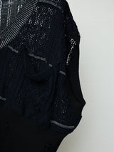 FLORAL OPEN-WORK SLEEVELESS CARDIGAN