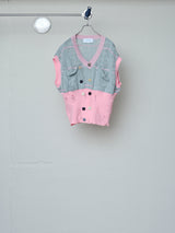 FLORAL OPEN-WORK SLEEVELESS CARDIGAN