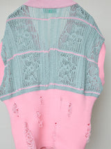 FLORAL OPEN-WORK SLEEVELESS CARDIGAN