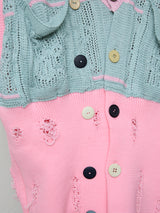 FLORAL OPEN-WORK SLEEVELESS CARDIGAN
