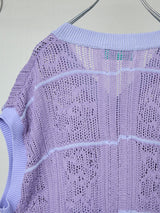 FLORAL OPEN-WORK SLEEVELESS CARDIGAN