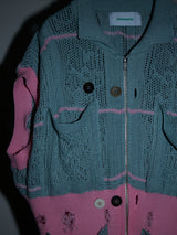 FLORAL REFLECTIVE ZIP CARDIGAN