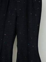 SEQUIN TWEED CROPPED FLARED PANTS