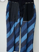 DENIM PATCHWORK BASTING CROPPED PANTS