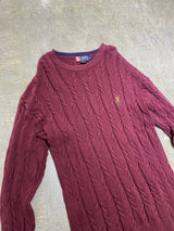 CHAPS RALPH LAUREN / VINTAGE CABLE KNIT CREWNECK SWEATER / EMBROIDERED CREST LOGO