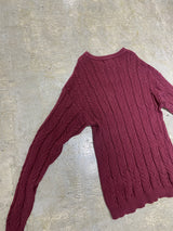 CHAPS RALPH LAUREN / VINTAGE CABLE KNIT CREWNECK SWEATER / EMBROIDERED CREST LOGO