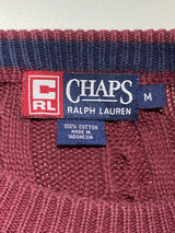 CHAPS RALPH LAUREN / VINTAGE CABLE KNIT CREWNECK SWEATER / EMBROIDERED CREST LOGO