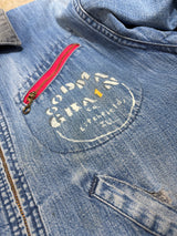 【ELY WALKER】1970s VINTAGE DENIM WORK JACKET BY "ELY WALKER" WITH PURINA CHOW PATCH & BANDANA REMAKE