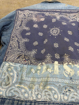 【ELY WALKER】1970s VINTAGE DENIM WORK JACKET BY "ELY WALKER" WITH PURINA CHOW PATCH & BANDANA REMAKE