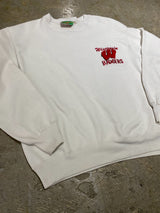 MAINSPORTS / VINTAGE "WISCONSIN BADGERS" UNIVERSITY SWEATSHIRT - WHITE