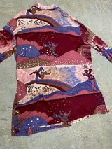 KENNINGTON (CALIFORNIA LTD.) / 70S VINTAGE "FUNKY & GROOVY" SCENIC PRINT SHIRT / ART BY PETER MAX STYLE