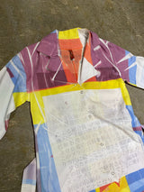 TRAMANDO / MULTI-COLOR GEOMETRIC PRINT ART SHIRT (GARMENT-DYED & PRESS FINISH)